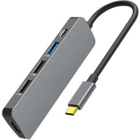 Adaptador multipuerto USB-C 5 en 1 con HDMI 4K, USB 3.0/2.0, 100W PD, concentrador Thunderbolt 3, puerto USB