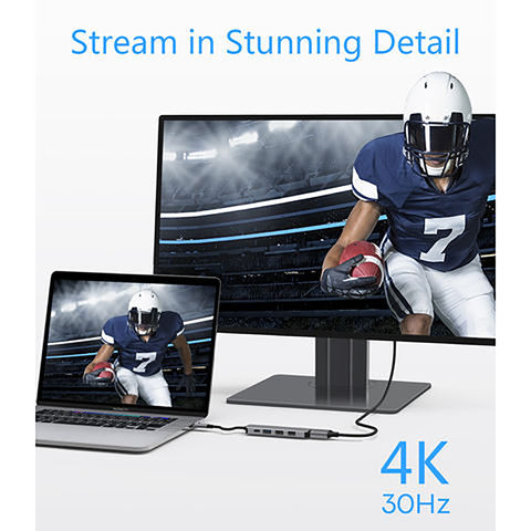 Adaptador multipuerto USB-C 5 en 1 con HDMI 4K, USB 3.0/2.0, 100W PD, concentrador Thunderbolt 3, puerto USB