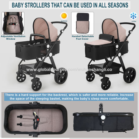 2 en 1 Sistema de viaje para bebé, cochecito de bebé, cochecito de bebé  estándar, carrito de viaje de bebé, portátil, plegable, marco de aluminio