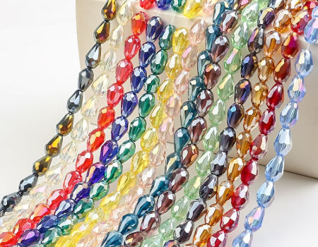 Wholesale Royal Blue Faceted Glass Teardrop Beads Strands 