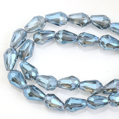 Brilliant Blue Faceted Glass Bead Necklace