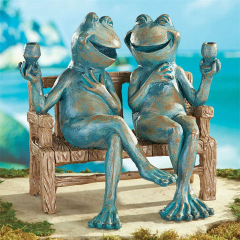 Estátuas de jardim Frog Figurine estátuas decorativas ao ar livre