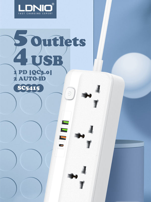 LDNIO Multi-Function Power Strip , 5 Power Sockets +1PD 20W+1QC 18W+2 AUTO-ID SC5415 supplier