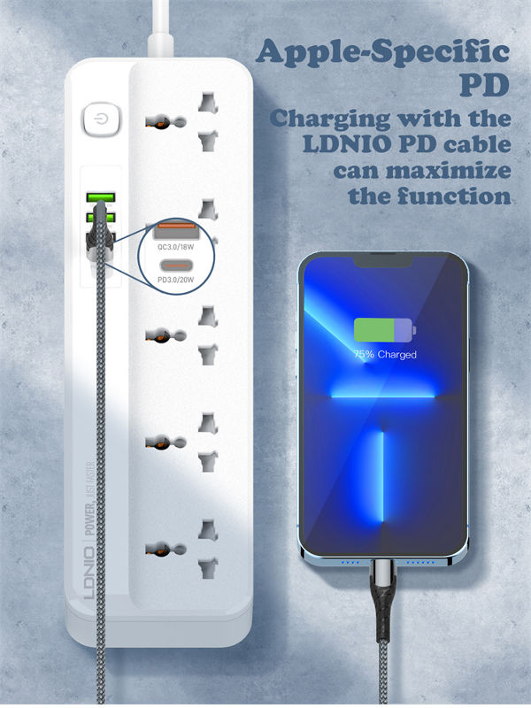 LDNIO Multi-Function Power Strip , 5 Power Sockets +1PD 20W+1QC 18W+2 AUTO-ID SC5415 supplier