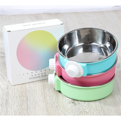 Tazón de acero inoxidable para perros, comedero colgante para jaulas de mascotas, tazón colgante de acero inoxidable para perros y gatos