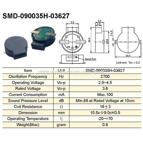 Achetez en gros Smd-090035h Transducteur Et Buzzer électro