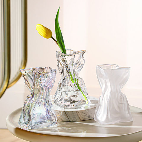 Jarrones de flores grandes elegantes para decoración del hogar, jarrones  chinos de vidrio grandes retro europeos, jarrones chinos, jarrón de cristal