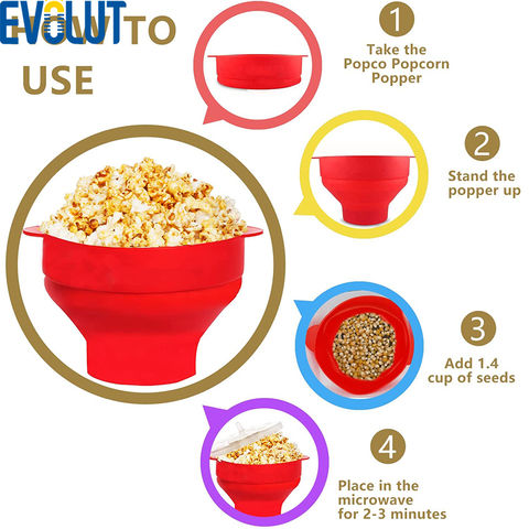 Microwave Popcorn Popper, Silicone Popcorn Maker, Foldable Bowl