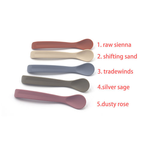 Buy Wholesale China Organic Small Baby Feeding Bamboo Handle Silicone Kids  Wooden Spoon And Fork Set & Baby Feeding Spoon at USD 1.23