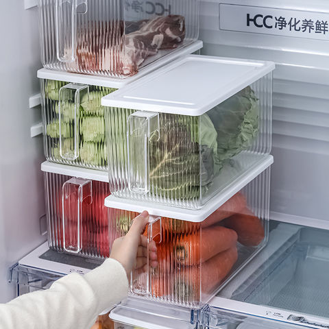 Caja De Almacenamiento De Alimentos De 1 Pieza, Contenedores De Alimentos Para  Refrigerador Con Asas, Contenedor