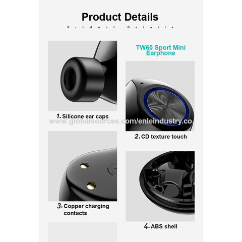 Mini Auriculares Bluetooth TW60 Negro