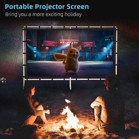 Pantalla de proyector - Pantalla de proyector de película enrollable manual  4:3/16:9 HD Plegable y portátil Antiarrugas Pantalla de proyector para