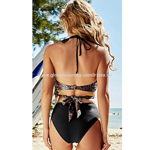 Cheeky High Cut Triangle Bikini Sets for Women Cute Halter Top Swimsuits 2  Piece