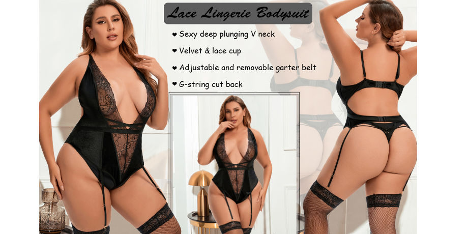 Achetez en gros Lingerie Grande Taille Femme Teddy Sexy Avec Dentelle  Jarretire En Velours Ensemble Une Pice Col En V Chine et Ensemble De Lingerie  Grande Taille Pour Femmes  4.5 USD |