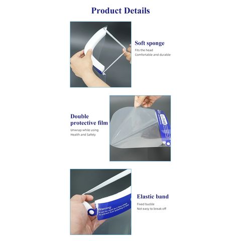 Écran facial de protection PET transparent antibuée pour l'industrie et la sécurité au travail