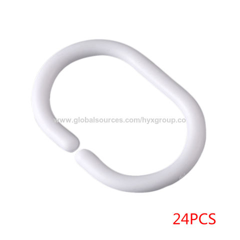 12pcs Circular Plastic Shower Curtain O Rings Drape Loop Hooks For