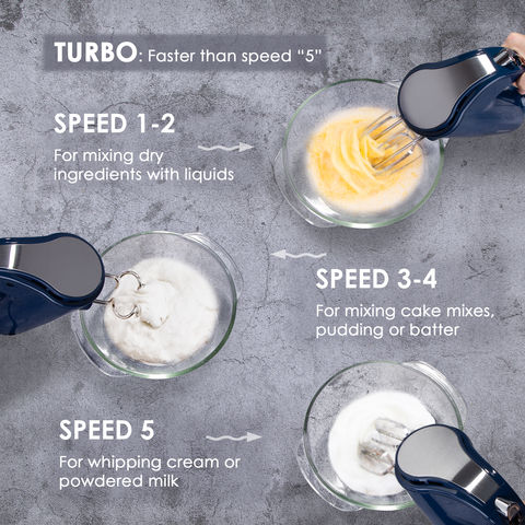 REDMOND Hand Mixer Electric, Upgrade 5-Speed 300W Power Handheld Kitchen  Mixer with Turbo Mode, Kitchen Mixer with Attachment(2 Beaters, 2 Dough