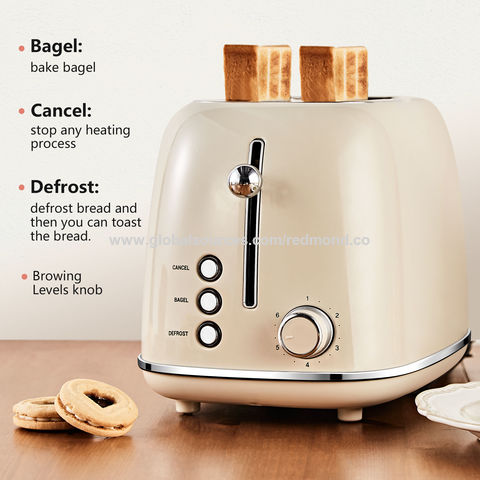 REDMOND 2 Slice Toaster Retro Stainless Steel Toaster with Bagel, Cancel,  Defrost Function and 6 Bread Shade Settings Bread Toaster, Extra Wide Slot  and Removable Crumb Tray, Cream, ST028 - Kitchen Parts America