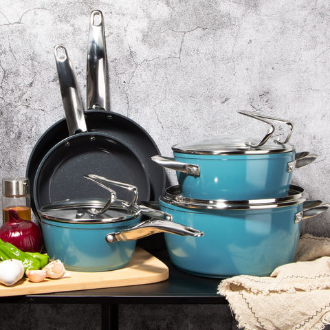 Wholesale High Quality Kitchenware Blue Nonstick - China Granite Coated  Cookware Set and Pieces Cookware Set Branded price