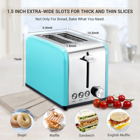  Toaster 2 Slice, Retro Small Toaster with Bagel, Cancel,  Defrost Function, Extra Wide Slot Compact Stainless Steel Toasters for  Bread Waffles,Green: Home & Kitchen