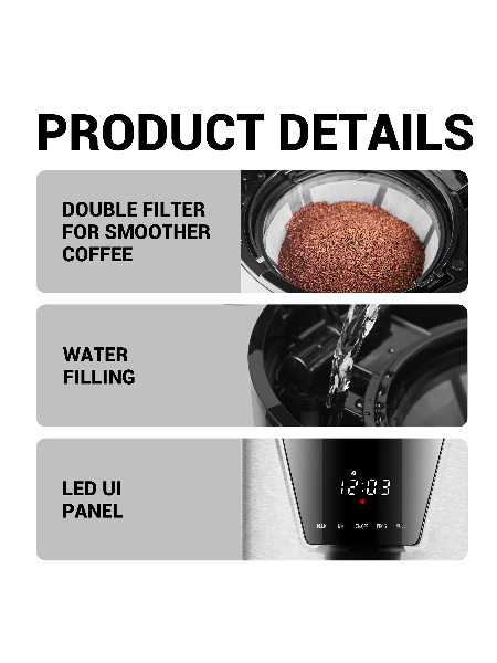 Buy Wholesale China Programmable Drip Coffee Machine With Reusable Filter  Glass Coffee Pot Touch Screen Coffee Maker & Programmable Drip Coffee  Machine at USD 51