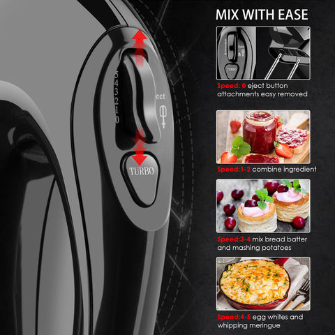 AICOK Hand Mixer Electric, 6 Speed 300W Turbo Kitchen Handheld