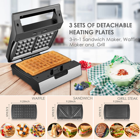 3-in-1 Removable Non-Stick Plates Toast Machine Bread Maker Electric  Waffles Maker Electric Grill Steak Electric Sandwich Maker - China Electric  Sandwich Maker and Electric Waffles Maker price