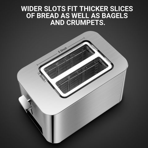 Toaster 2 Slice Wide Slot Toaster Best Rated Prime Displav Smart Black-LED