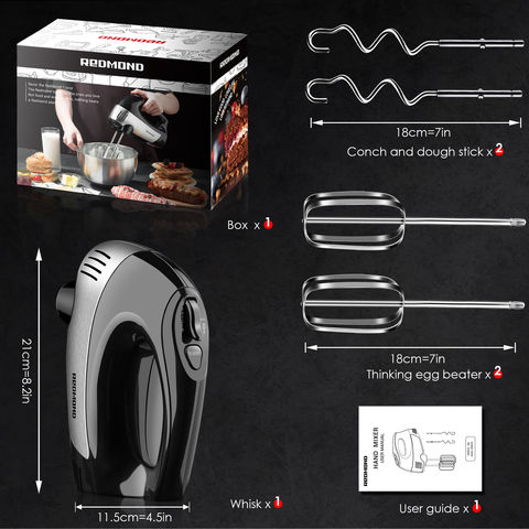  Powerful Electric Kitchen Hand Mixer, 200 Watts, 5 Speed Food Handheld  Mixer, with Turbo Button, Dough, Whisk and Beater Attachments, and  Accessory Bin, for Dough, Eggs, Batter,: Home & Kitchen