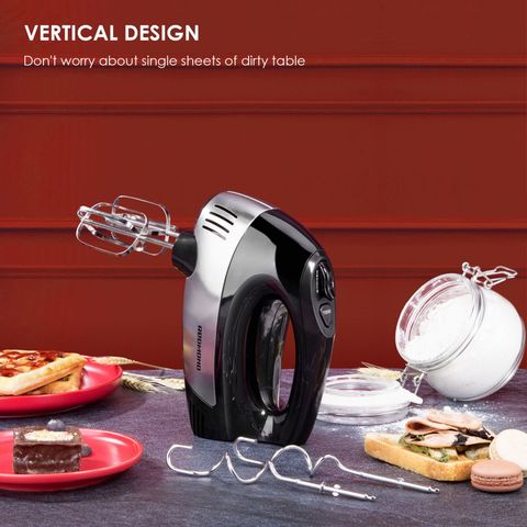  Powerful Electric Kitchen Hand Mixer, 200 Watts, 5 Speed Food  Handheld Mixer, with Turbo Button, Dough, Whisk and Beater Attachments, and  Accessory Bin, for Dough, Eggs, Batter,: Home & Kitchen