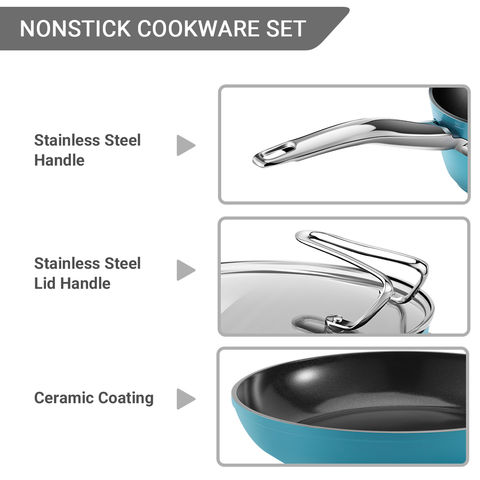 Buy Wholesale China 8 Piece Pots Pans Set Pressed Non Stick Blue Color  Aluminum Cookware Set & Cookware Set at USD 52