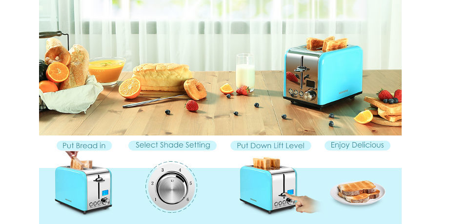 Buy Wholesale China Small Kitchen Household Toaster 2 Slice Colorful  Stainless Steel Auto Pop-up Bread Toasters & Household Toaster 2 Slice at  USD 17