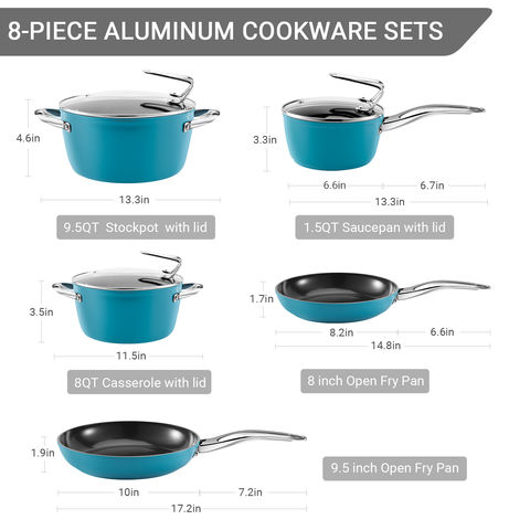 GreenLife Soft Grip Healthy Ceramic Nonstick Blue Cookware Pots and Pans Set, 12-Piece