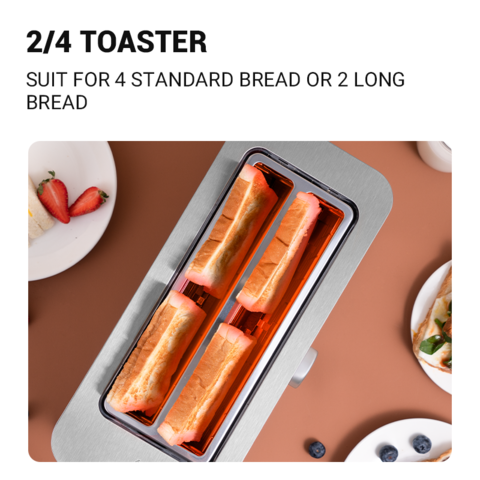 Buy Wholesale China Extra Long Slot 2/4 Slice Toaster Stainless Steel  Electric Bread Toaster Multifunctional Toasters & Long Slot Toaster at USD  18.5