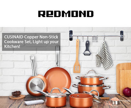 Redmond REDMOND Nonstick Frying Pan Skillet Set with Lids, 8 Inch