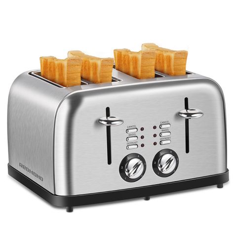  REDMOND Toaster 4 Slice, Stainless Steel Toaster With Bagel,  Defrost, Reheat Function: Home & Kitchen
