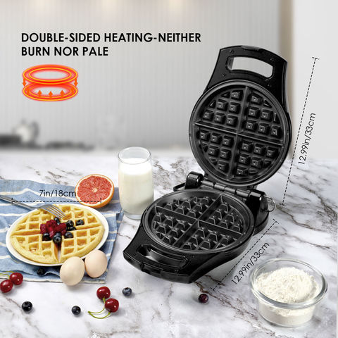 Belgian Waffle Maker, 8 inch Flip Waffle Irons with Non-Stick Surfaces, 900W Waffle Makers with Temperature Control, 4 Slice, Black, ETL CER