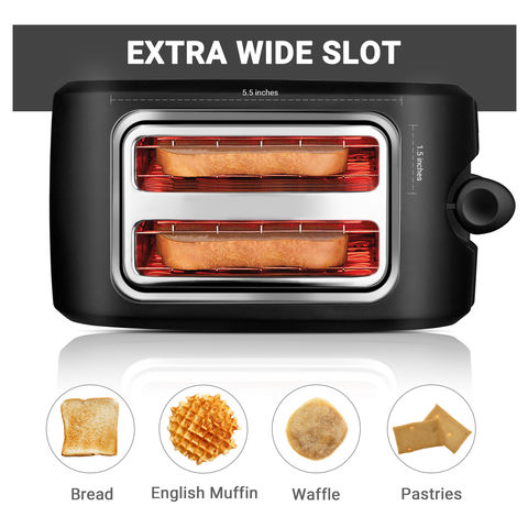 Long Slot Toaster 4 Slice, Stainless Steel Retro Toasters Best Rated Prime  with 1.25 Extra Wide Slot and Defrost/Reheat/Cancel Function/6 Browning