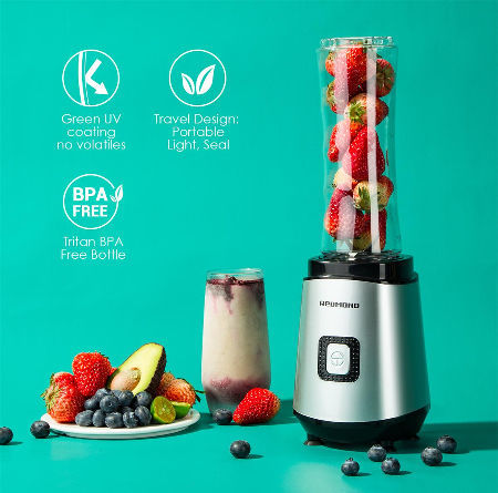 Redmond Smoothie Blender 20000 RPM Countertop Blender Personal Size with 20 oz Portable Bottle for Milk Shakes Fruit Vegetable 300W BPA Free 