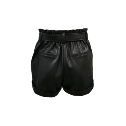 Shorts de cintura elástica cuero PU