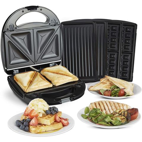 Grille-Pain à Sandwich Électrique en Acier Inoxydable, Machine à Sandwichs, Grill de Presse, Appareil à Sandwichs pour Petit-Déjeuner