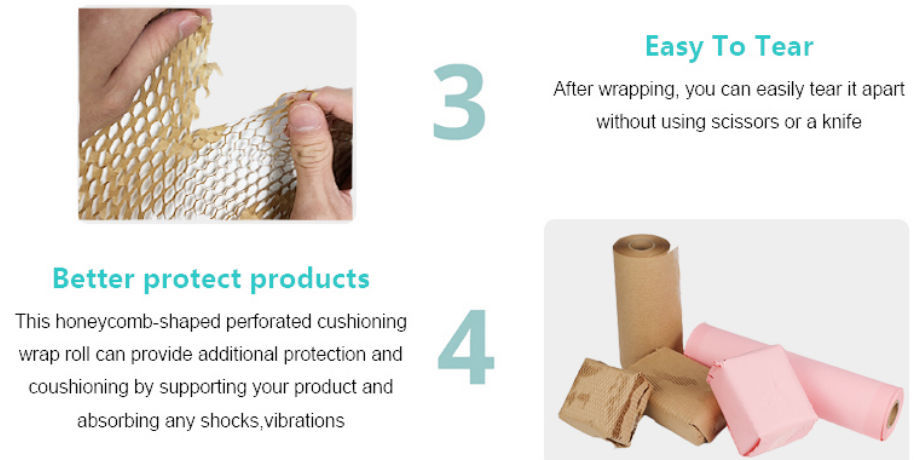 Compostable Honeycomb Packing Paper For Wine Cushioning Wrap Paper Roll