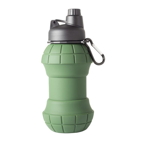 Collapsible Water Bottle Leakproof Reusable BPA Free Silicon Foldable Dark  Green