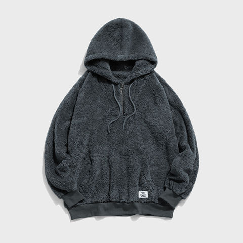 Black fluffy hoodie online mens