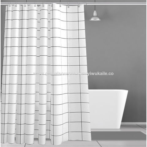 Cortinas de ducha modernas a cuadros blancos y negros, cortina de partición impermeable engrosada PEVA para baño al por mayor
