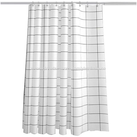 Cortinas de ducha modernas a cuadros blancos y negros, cortina de partición impermeable engrosada PEVA para baño al por mayor