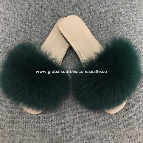 Buy Wholesale China Furry Fox Fur Slippers Female Summer Flip Flop