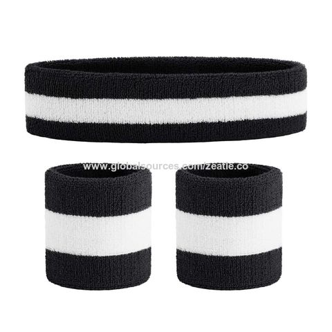 Sweatband Set Sports Headband Wristband Set Sweatbands Terry Cloth  Wristband Athletic Exercise Basketball Wrist Band Headbands