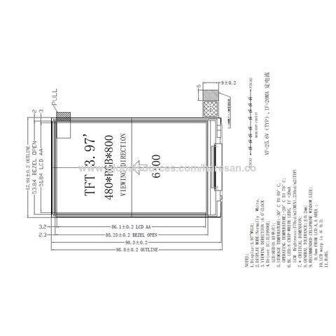 Écran LCD TFT 4 pouces 480*800 avec interface MIPI
