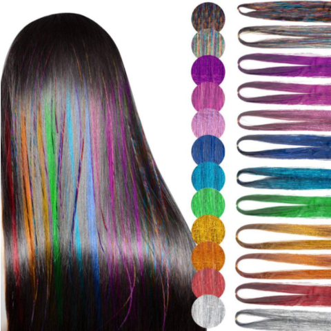 22 inch 10 Pieces Long Straight Colored Synthetic Hair Extensions, Human Hair Extensions Clip in Hair Extension Hairpieces for Women Kids Girls